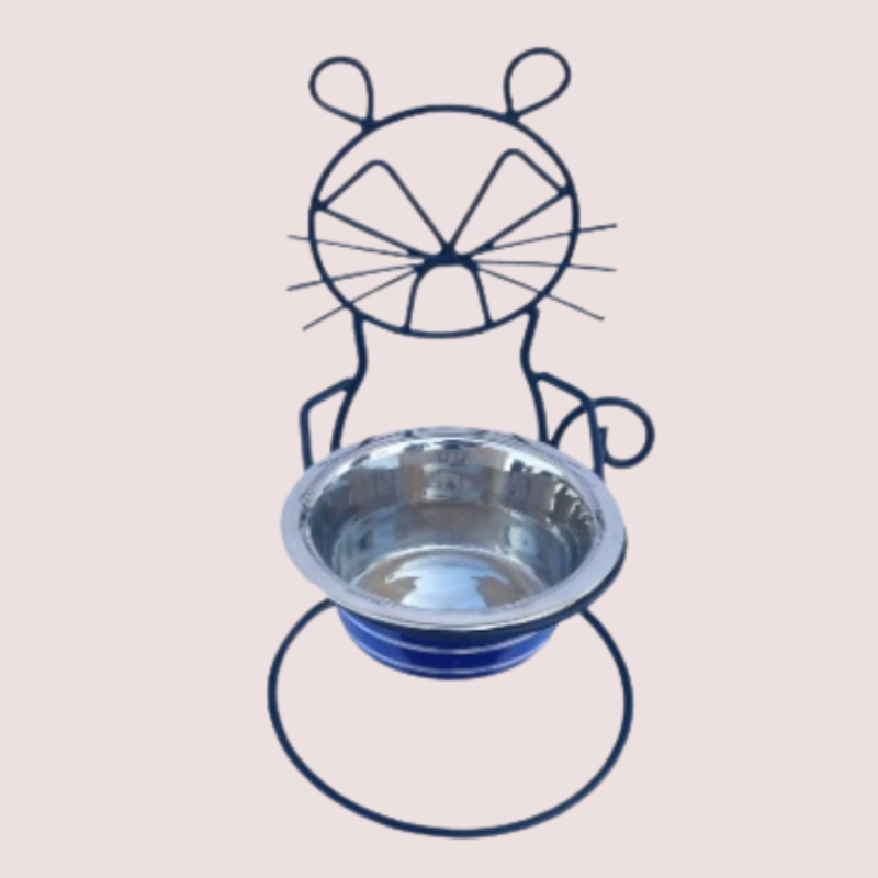 Tahura TAH 3017 Cat Design Iron Bowl - Whimsical Dining Bowl for Pets