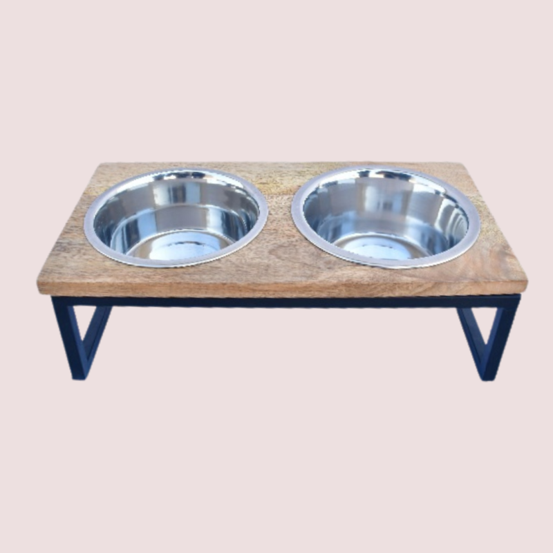 Tahura TAH 1004 Double Diner with Square Iron Frame - Modern Elegance for Pet Dining