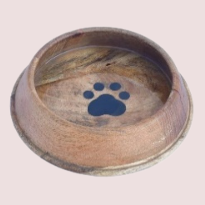 Tahura TAH 3008 Wooden Dog Bowl with Inside Handicraft Design - Artistic Feeding Solution for Dogs